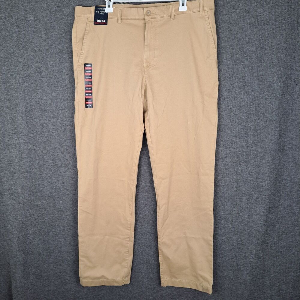 NWT Men 38x32.5* ROUNDTREE & YORKE Perfect Chino Stewart Fit Classic Pants Khaki